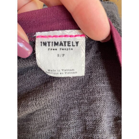Intimately Free People Top Tunic Semi Ruffled Knit Stretch Gray 3/4 Sleeve Sz S - Picture 6 of 8